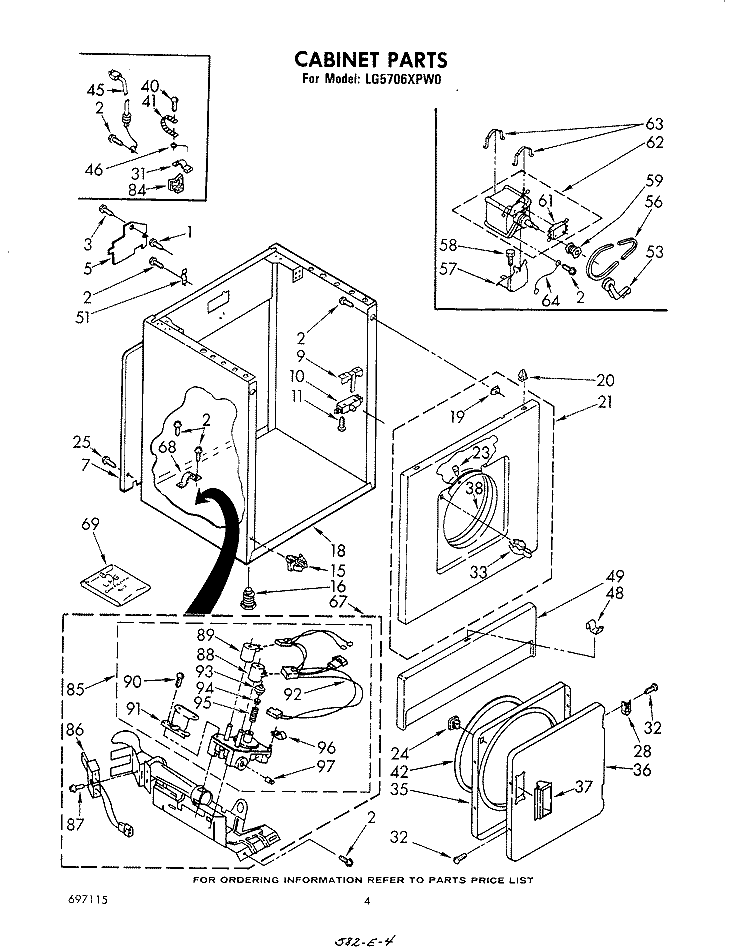 CABINET Diagram and Parts List for LG5706XPW0  Whirlpool Dryer