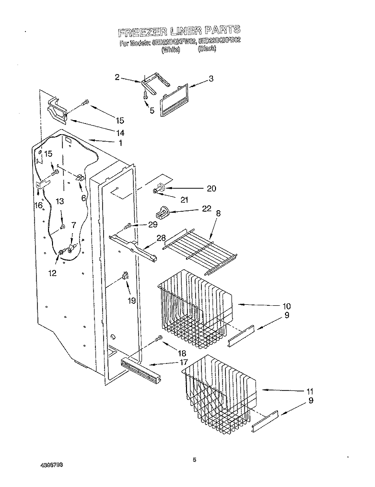 FREEZER LINER Diagram and Parts List for 6ED22DQXFW02  Whirlpool Refrigerator