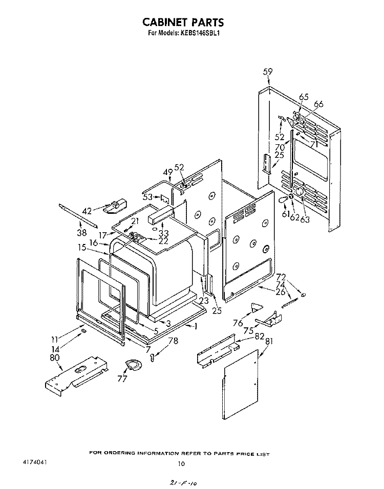 CABINET Diagram and Parts List for KEBS146SBL1  KitchenAid Wall Oven