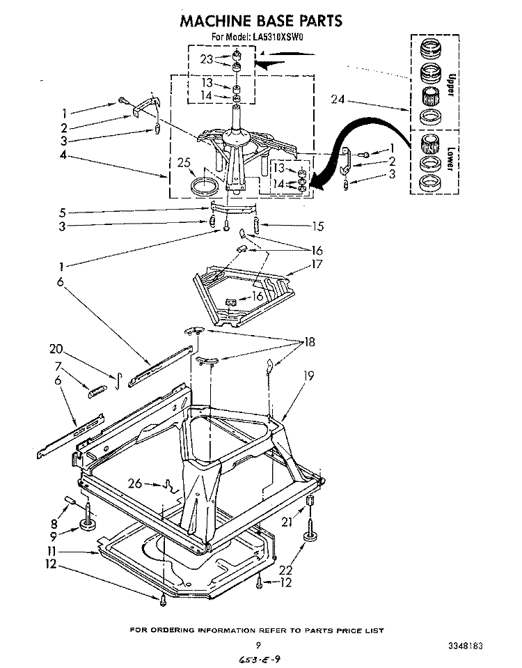 MACHINE BASE Diagram and Parts List for LA5310XSW0  Whirlpool Washer