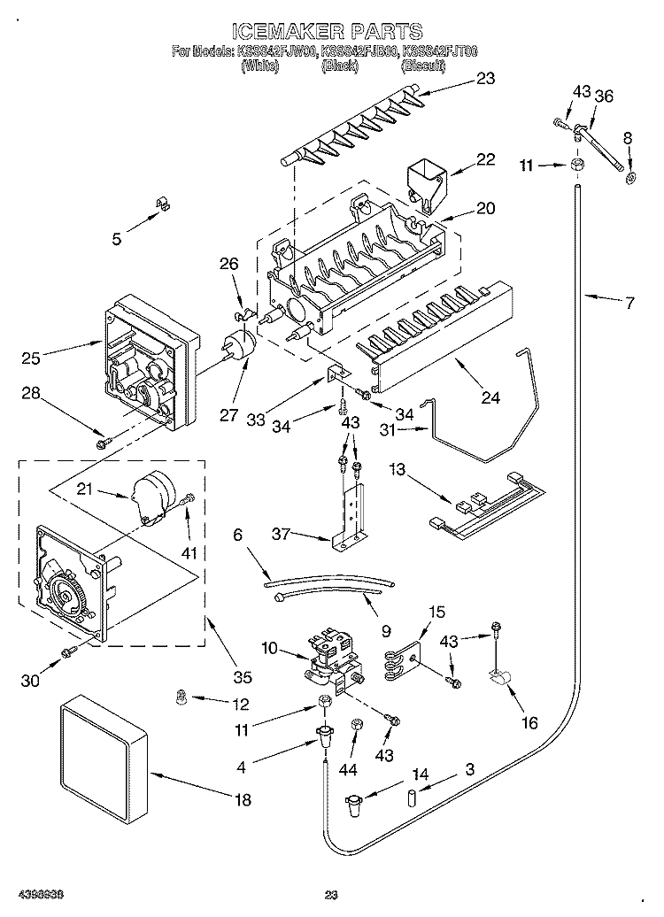 ICE MAKER, OPTIONAL Diagram and Parts List for KSSS42FJB00  KitchenAid Refrigerator