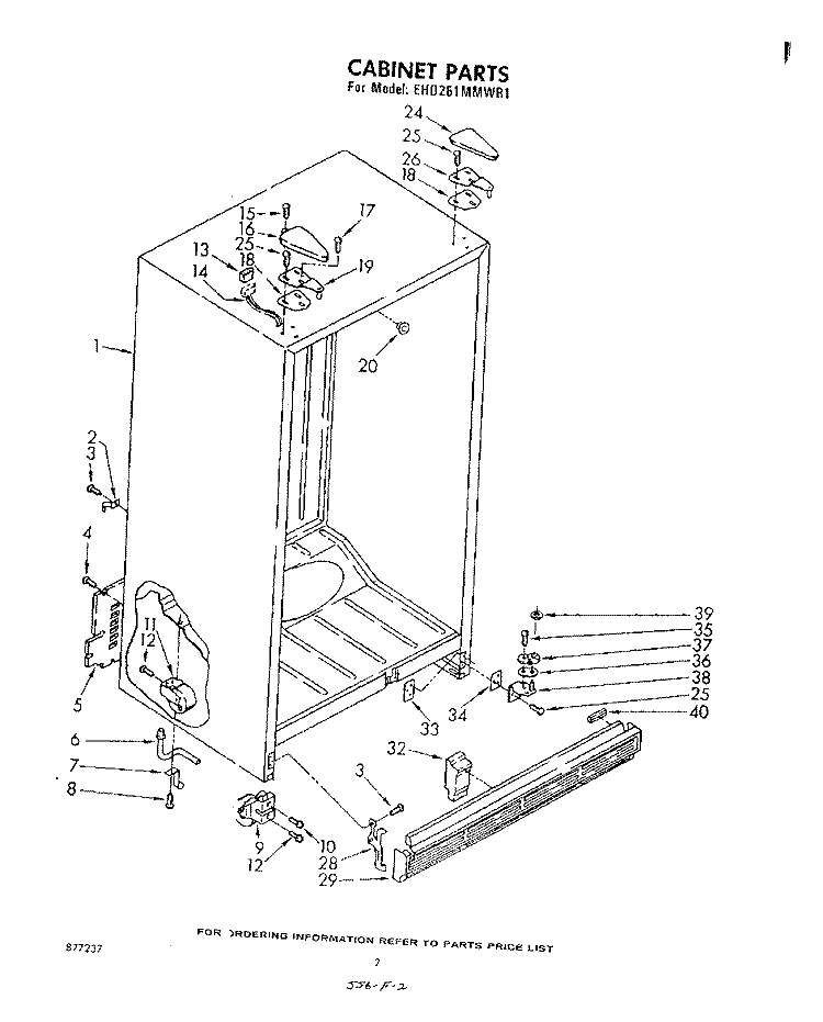 CABINET Diagram and Parts List for EHD261MMWR1  Whirlpool Refrigerator