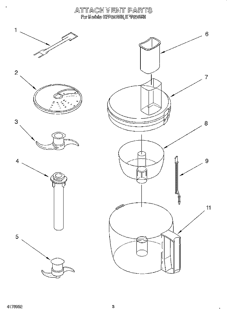 SECTION Diagram and Parts List for KFP350WH  KitchenAid Food Processor