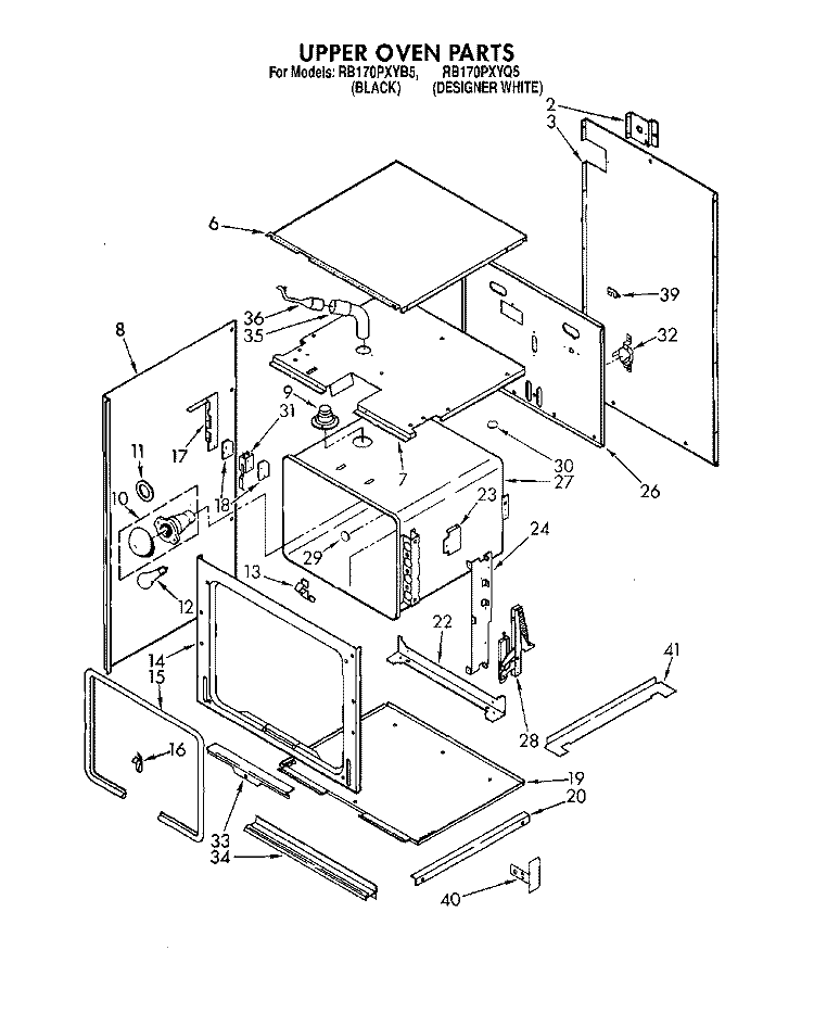 UPPER OVEN Diagram and Parts List for RB170PXYQ5  Whirlpool Wall Oven