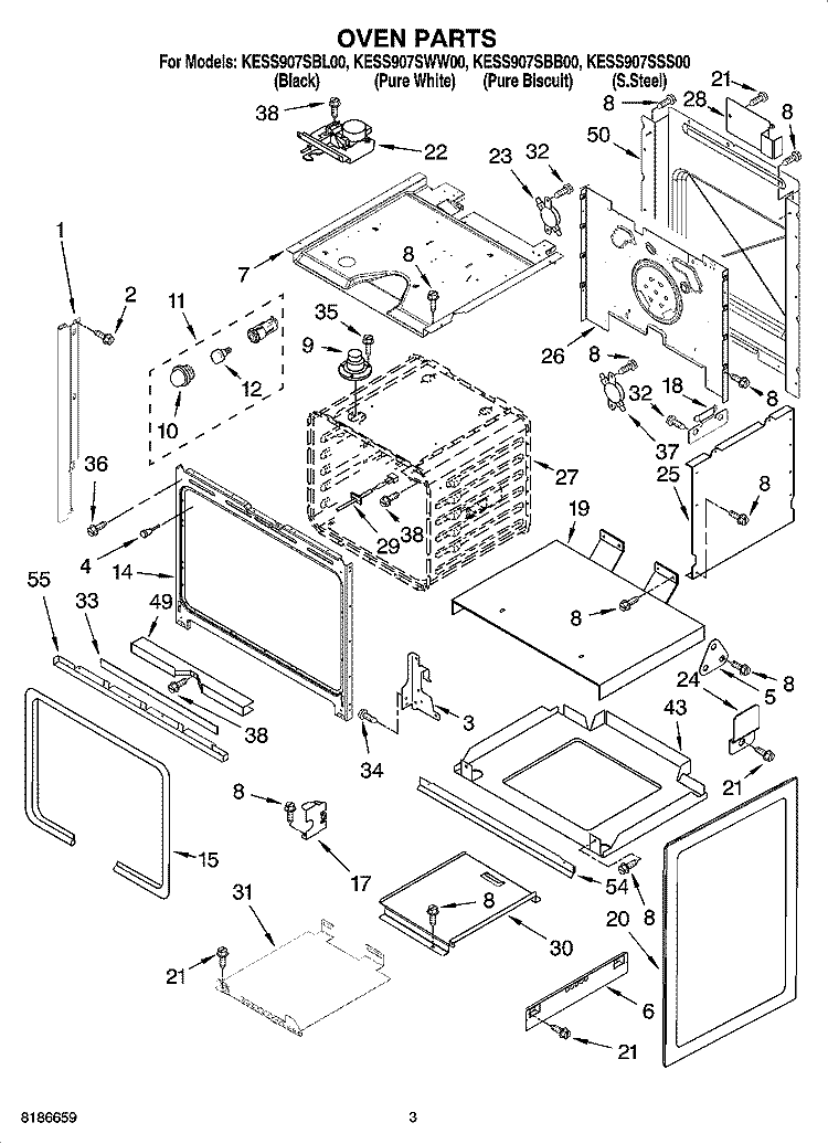 OVEN PARTS Diagram and Parts List for KESS907SBB00  KitchenAid Range