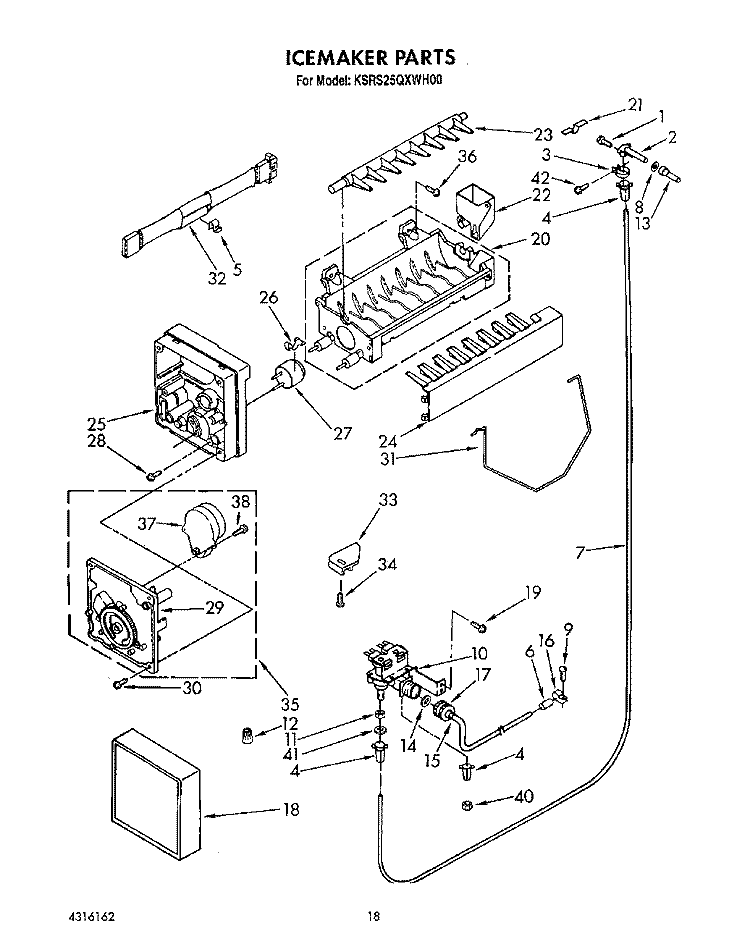 ICEMAKER Diagram and Parts List for KSRS25QXAL00  KitchenAid Refrigerator