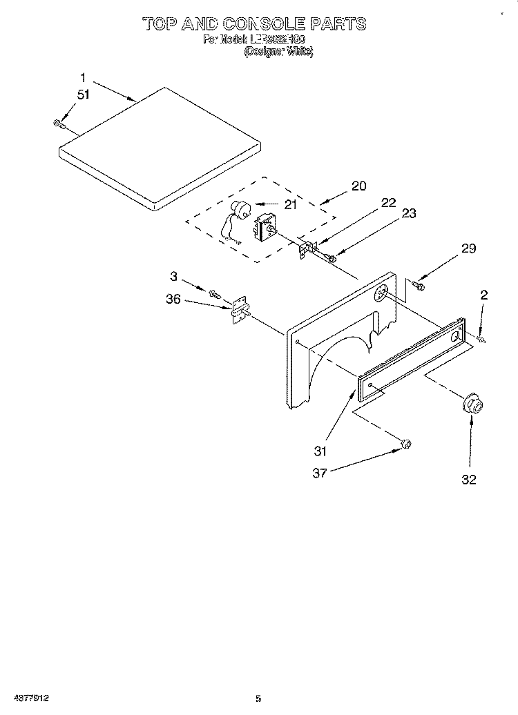 SECTION Diagram and Parts List for LER3622HQ0  Whirlpool Dryer