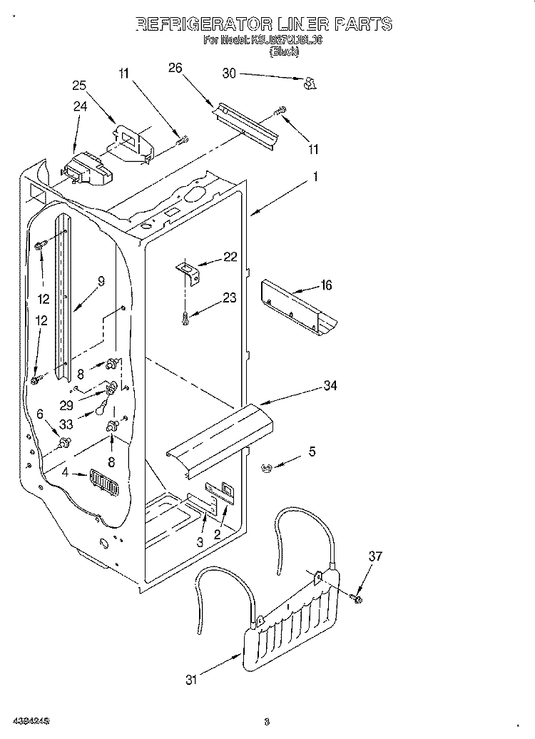REFRIGERATOR LINER Diagram and Parts List for KSUB27QDBL00  KitchenAid Refrigerator