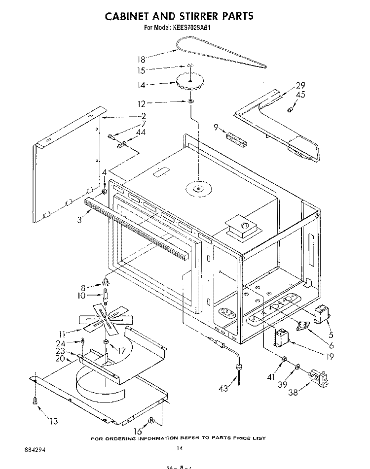 CABINET AND STIRRER Diagram and Parts List for KEES702SWB1  KitchenAid Microwave Oven Combo