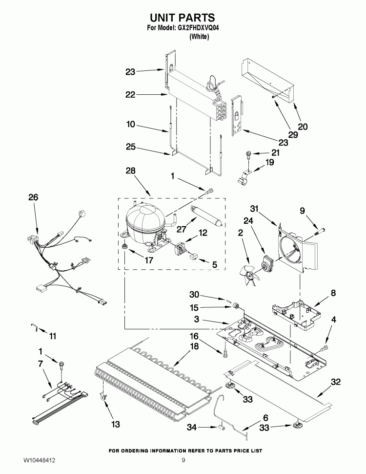 UNIT PARTS Diagram and Parts List for GX2FHDXVQ04  Whirlpool Refrigerator