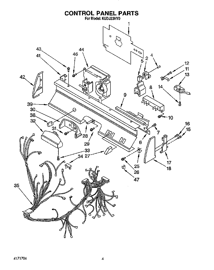 CONTROL PANEL, LIT/OPTIONAL Diagram and Parts List for KUDJ23HY0  KitchenAid Dishwasher