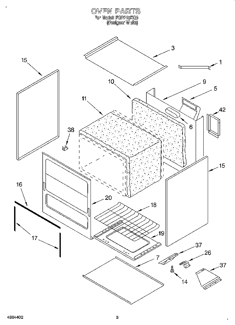 OVEN, LITERATURE Diagram and Parts List for FGP215EQ3  Roper Range