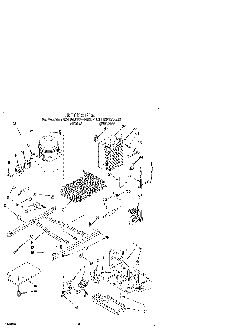 UNIT Diagram and Parts List for 4KSRS27QAA00  KitchenAid Refrigerator