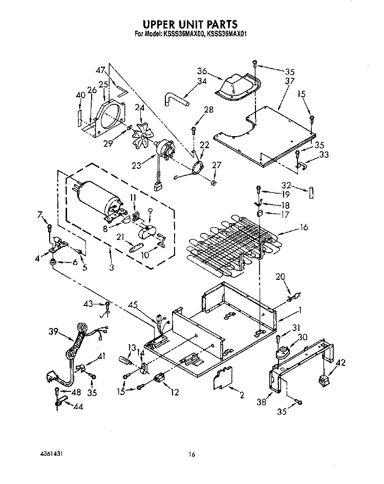 UPPER UNIT Diagram and Parts List for KSSS36MAX00  KitchenAid Refrigerator
