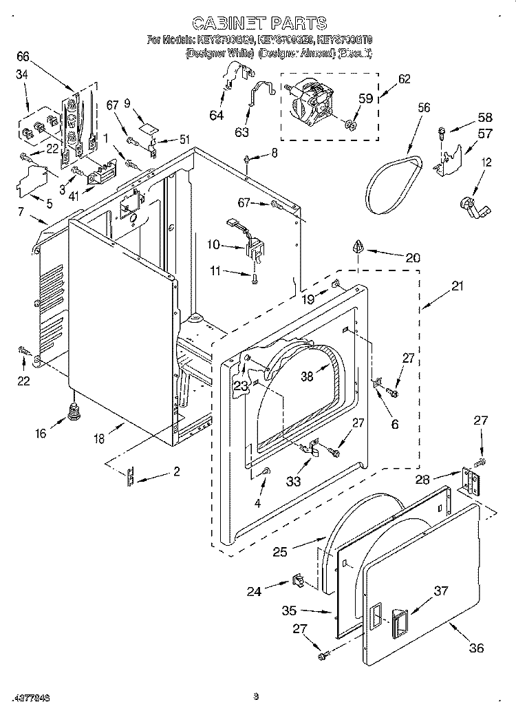 SECTION Diagram and Parts List for KEYS700GZ0  KitchenAid Dryer