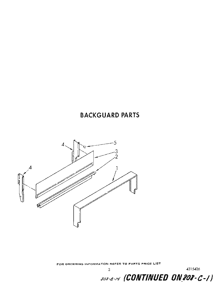 BACKGUARD Diagram and Parts List for SF305ESRW5  Whirlpool Range