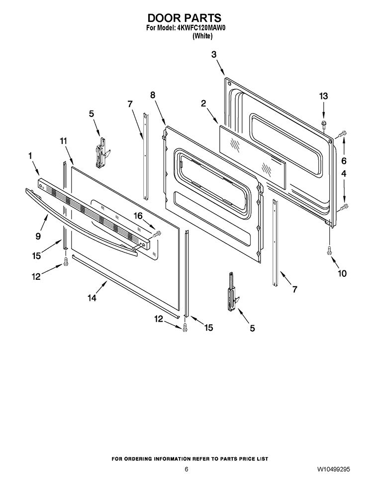 DOOR PARTS Diagram and Parts List for 4KWFC120MAW0  Whirlpool Range