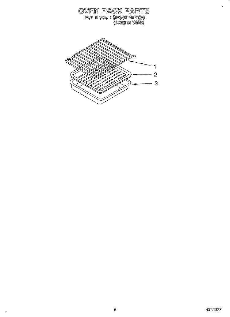 OVEN RACK, LITERATURE Diagram and Parts List for SF387PEYQ8  Whirlpool Range