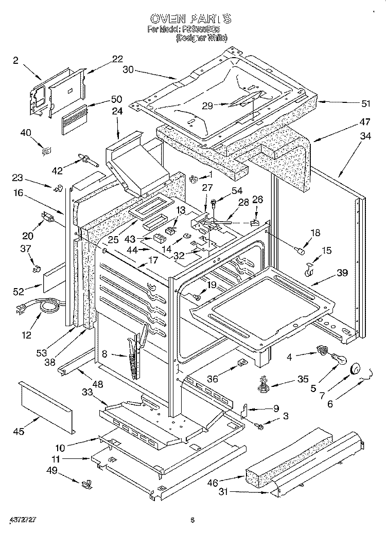 OVEN Diagram and Parts List for FGS385BQ3  Roper Range