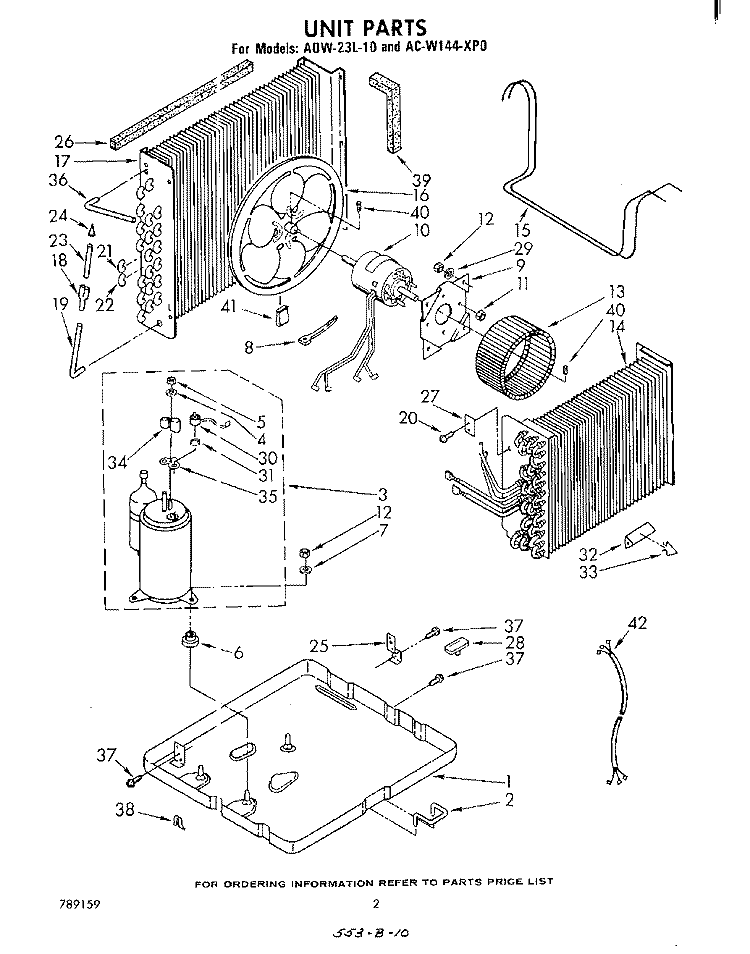 SECTION Diagram and Parts List for ACW144XP0  Whirlpool Air Conditioner