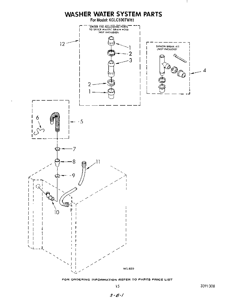 WASHER WATER SYSTEM Diagram and Parts List for KGLC500TAL1  KitchenAid Washer Dryer Combo