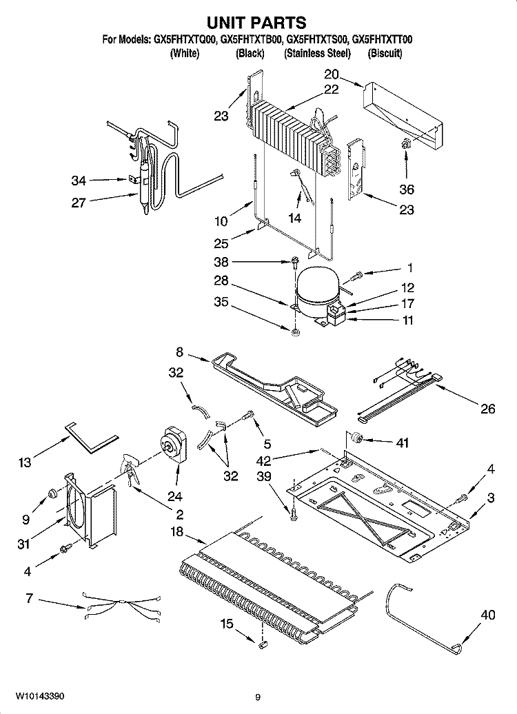 UNIT PARTS Diagram and Parts List for GX5FHTXTQ00  Whirlpool Refrigerator