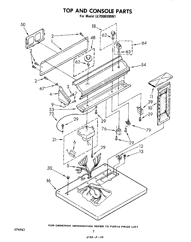 SECTION Diagram and Parts List for LE7000XMW1  Whirlpool Dryer