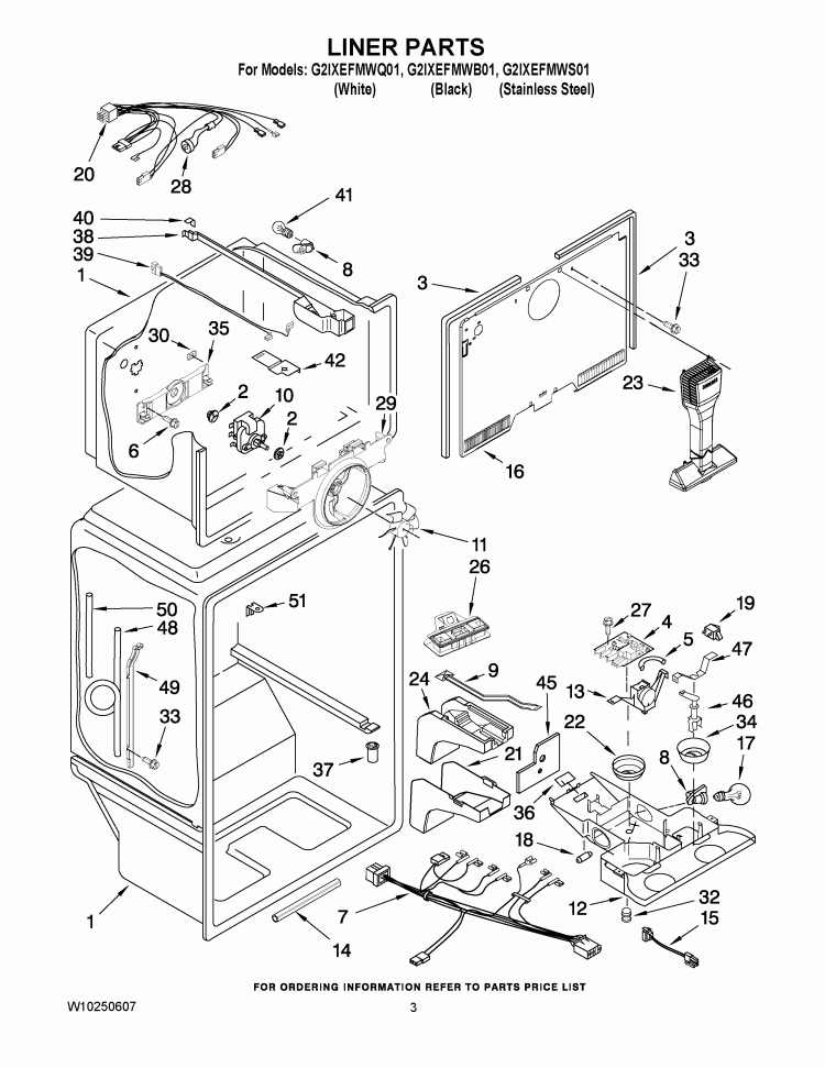 LINER PARTS Diagram and Parts List for G2IXEFMWQ01  Whirlpool Refrigerator