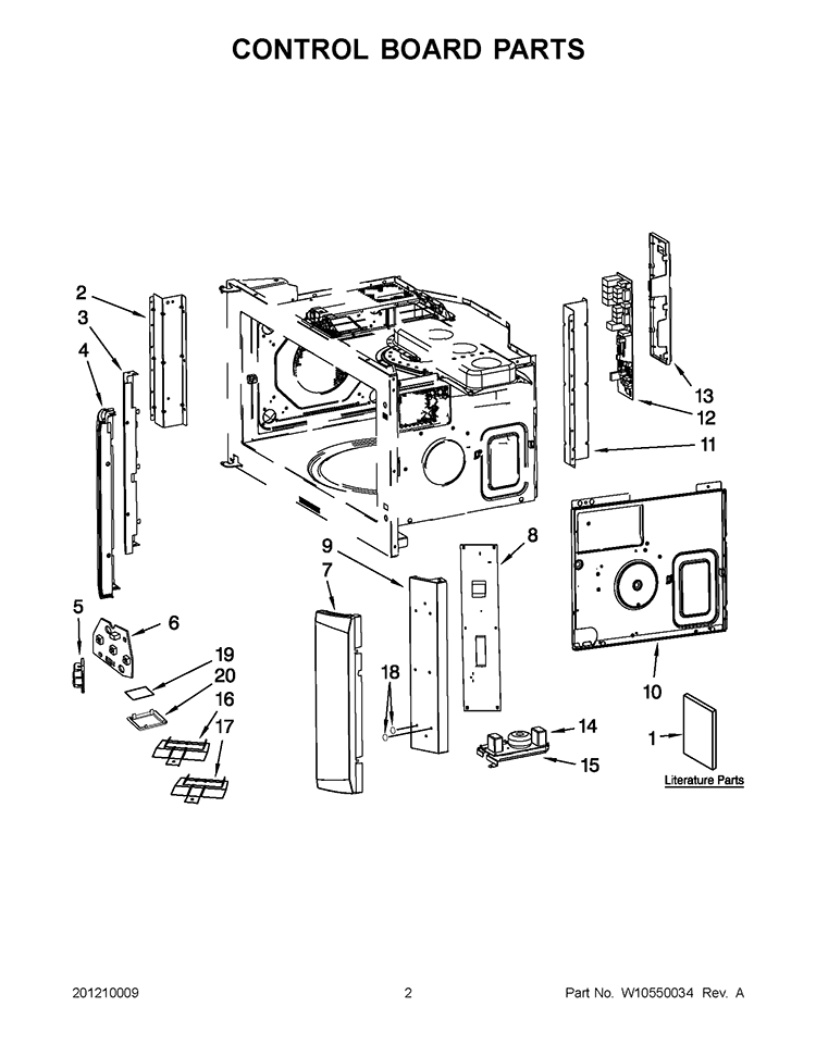 CONTROL BOARD PARTS Diagram and Parts List for KHHC2090SSS3  KitchenAid Microwave