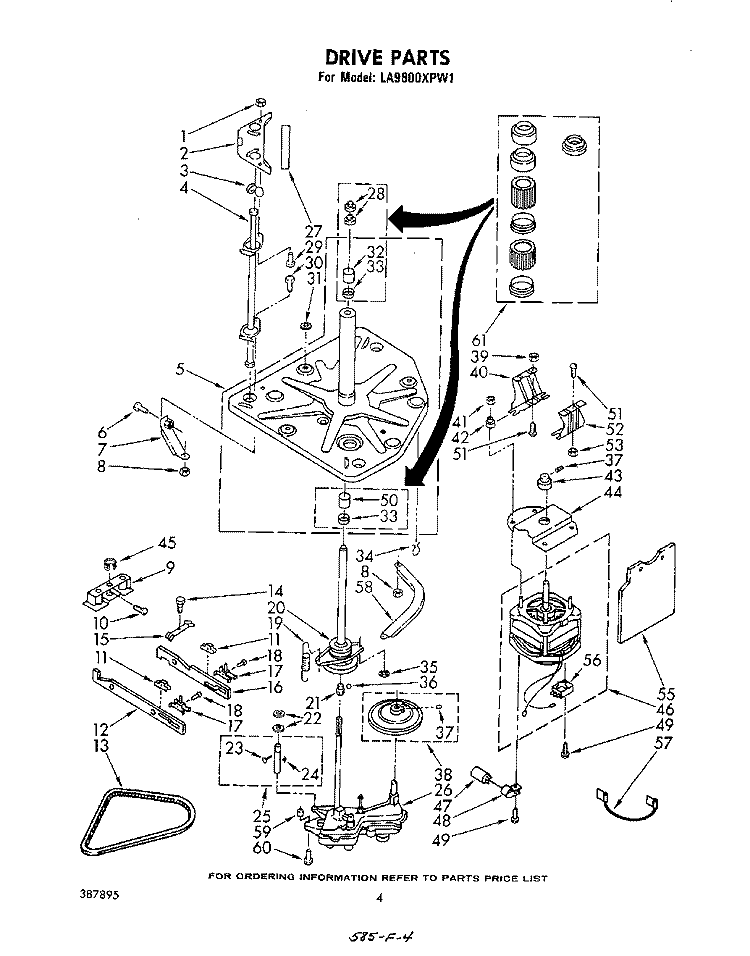 DRIVE Diagram and Parts List for LA9800XPW1  Whirlpool Washer