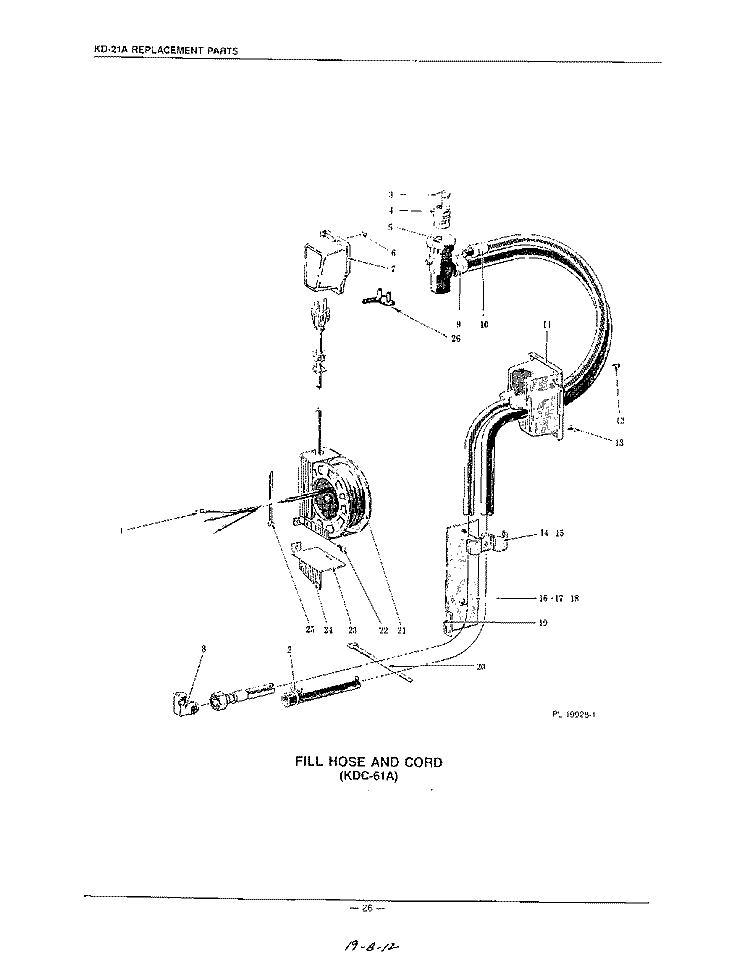 FILL HOSE AND CORD KDC-61A Diagram and Parts List for KDC21A  KitchenAid Dishwasher