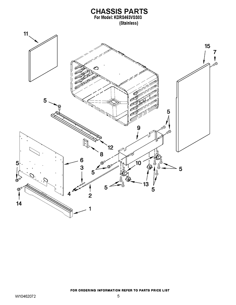 CHASSIS PARTS Diagram and Parts List for KDRS463VSS03  KitchenAid Range