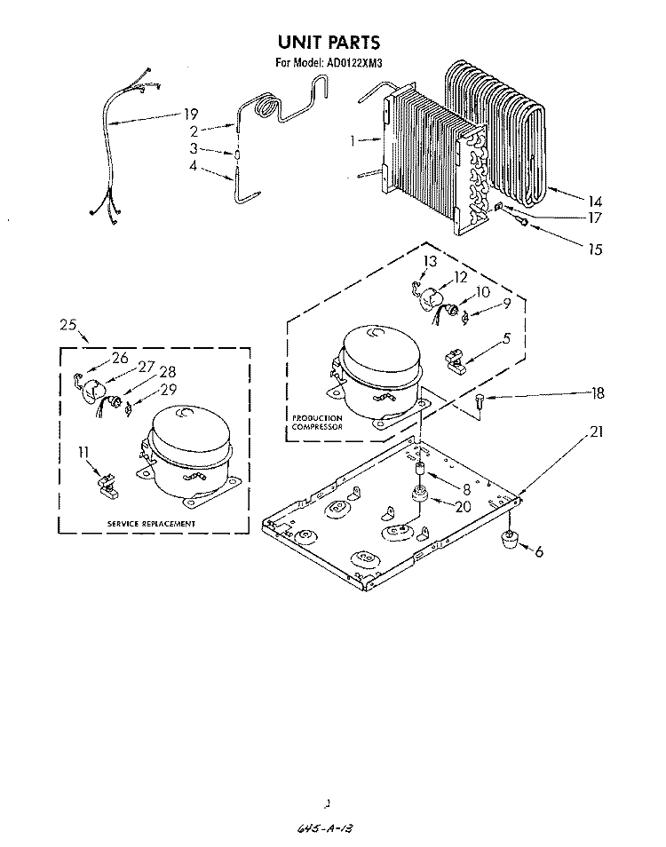 SECTION Diagram and Parts List for AD0122XM3  Whirlpool Dehumidifier