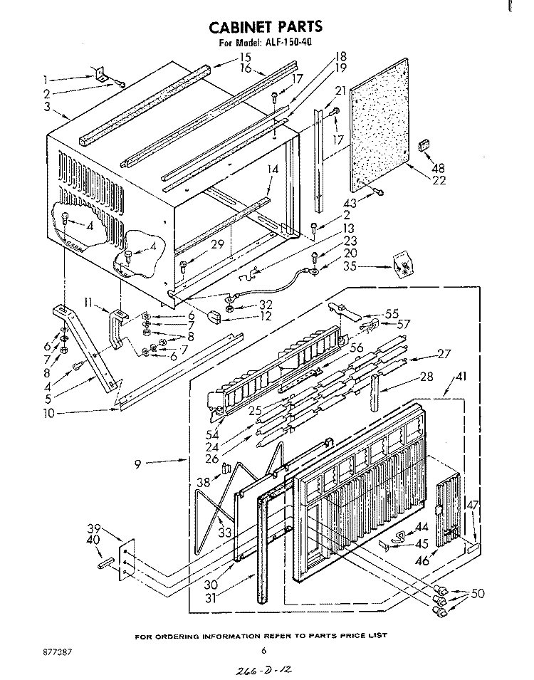 CABINET Diagram and Parts List for ALF15040  Whirlpool Air Conditioner
