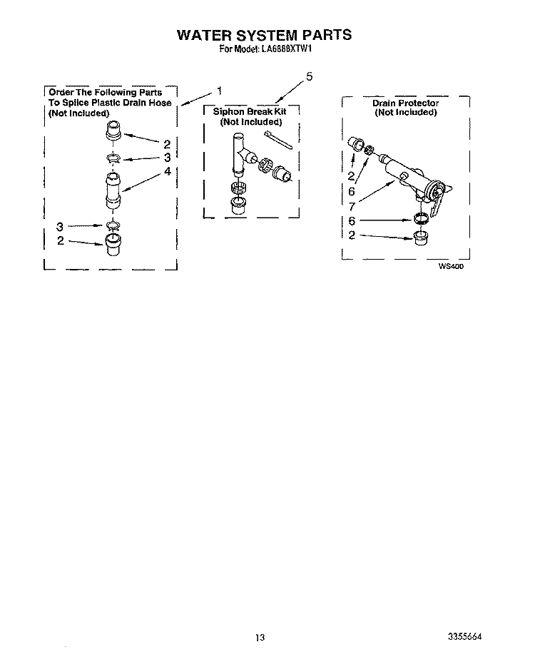 WATER SYSTEM Diagram and Parts List for LA6888XTG1  Whirlpool Washer