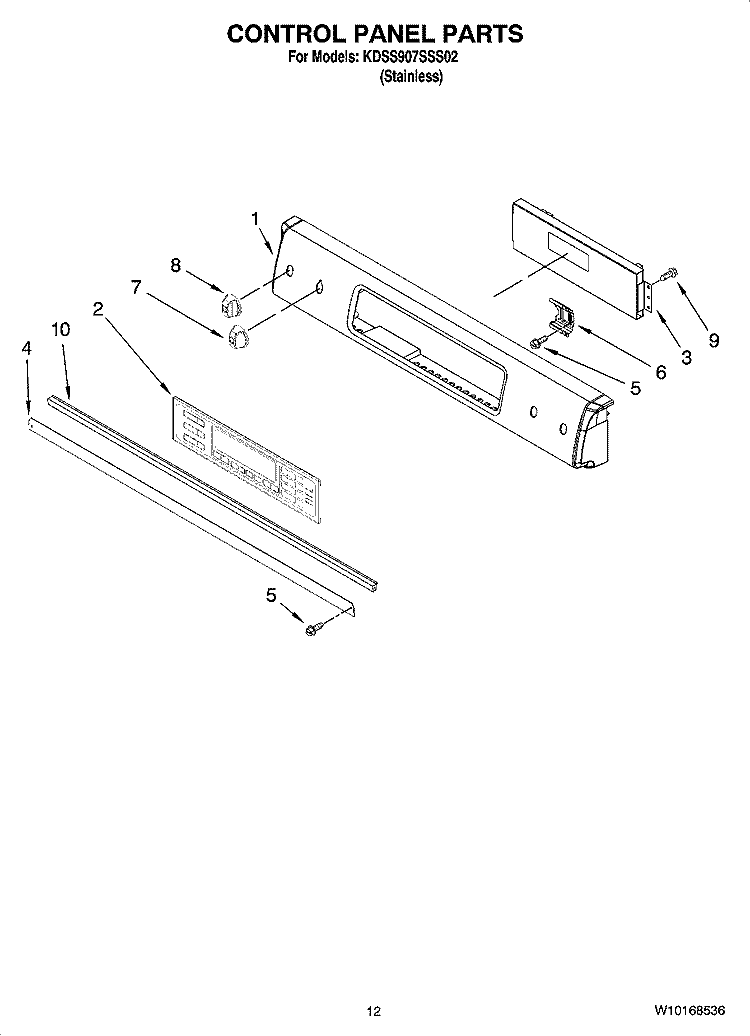 CONTROL PANEL PARTS, OPTIONAL PARTS (NOT INCLUDED) Diagram and Parts List for KDSS907SSS02  KitchenAid Range