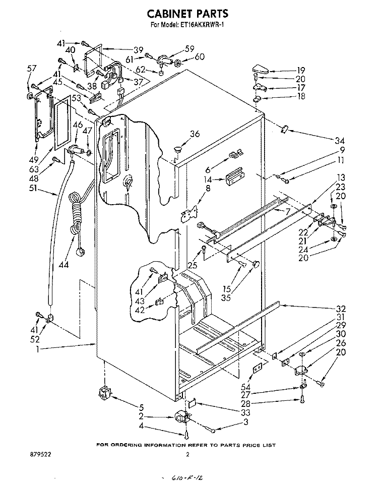 CABINET Diagram and Parts List for ET16AKXRWR1  Whirlpool Refrigerator
