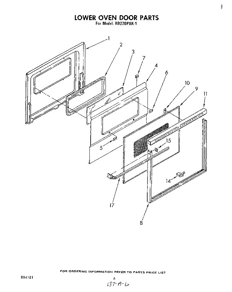 LOWER OVEN DOOR , LITERATURE AND OPTIONAL Diagram and Parts List for RB220PXK1  Whirlpool Wall Oven