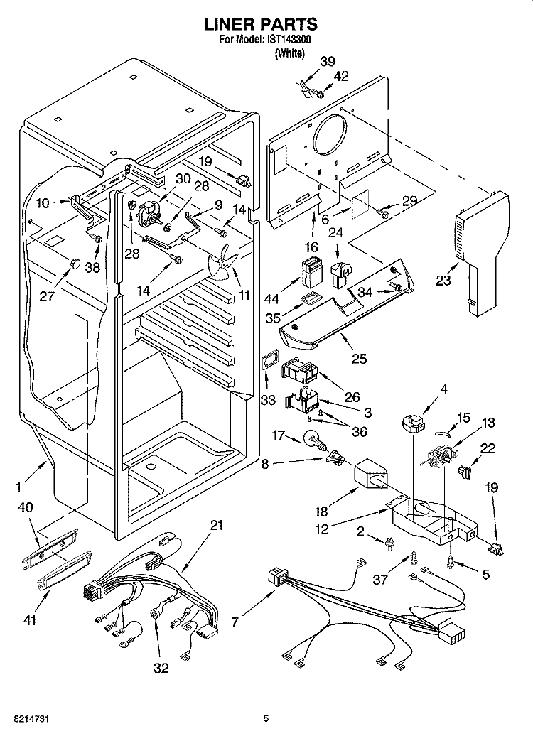 LINER PARTS Diagram and Parts List for IST143300  Inglis Refrigerator