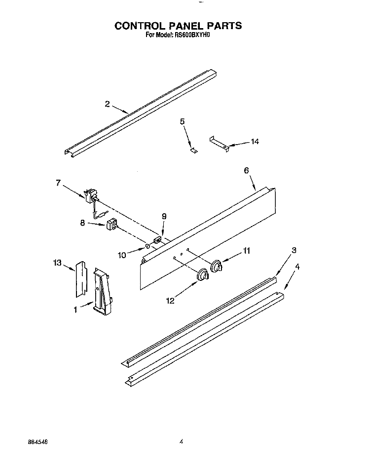 DOOR AND BROILER Diagram and Parts List for RS600BXYH0  Whirlpool Range