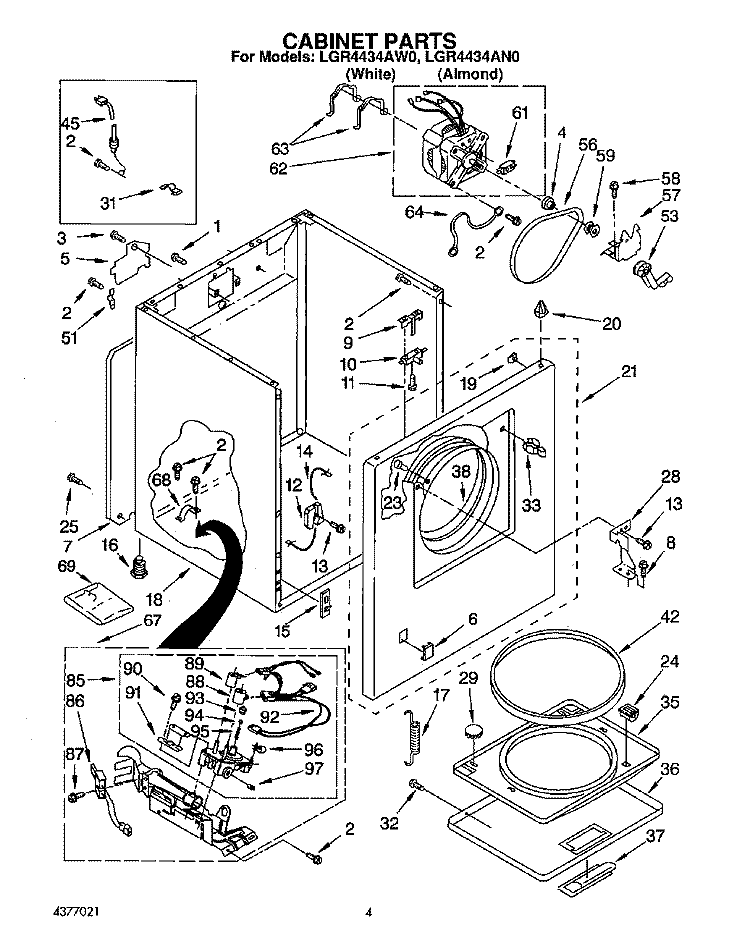 SECTION Diagram and Parts List for LGR4434AN0  Whirlpool Dryer