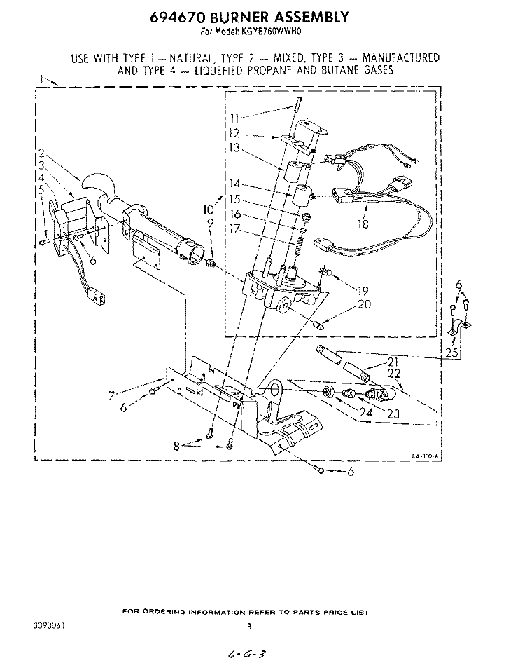 694670 BURNER Diagram and Parts List for KGYE760WWH0  KitchenAid Dryer