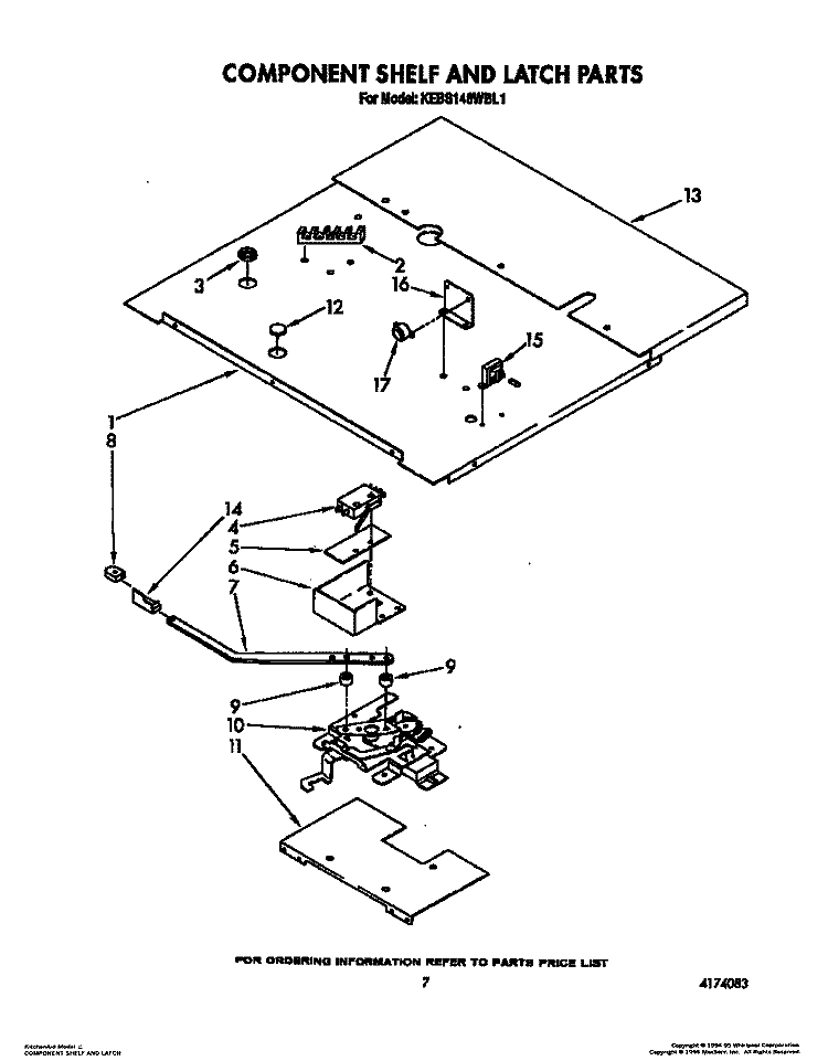 COMPONENT SHELF AND LATCH Diagram and Parts List for KEBS146WBL1  KitchenAid Wall Oven