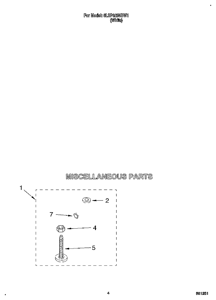 MISCELLANEOUS Diagram and Parts List for 6LSP8255BW1  Whirlpool Washer