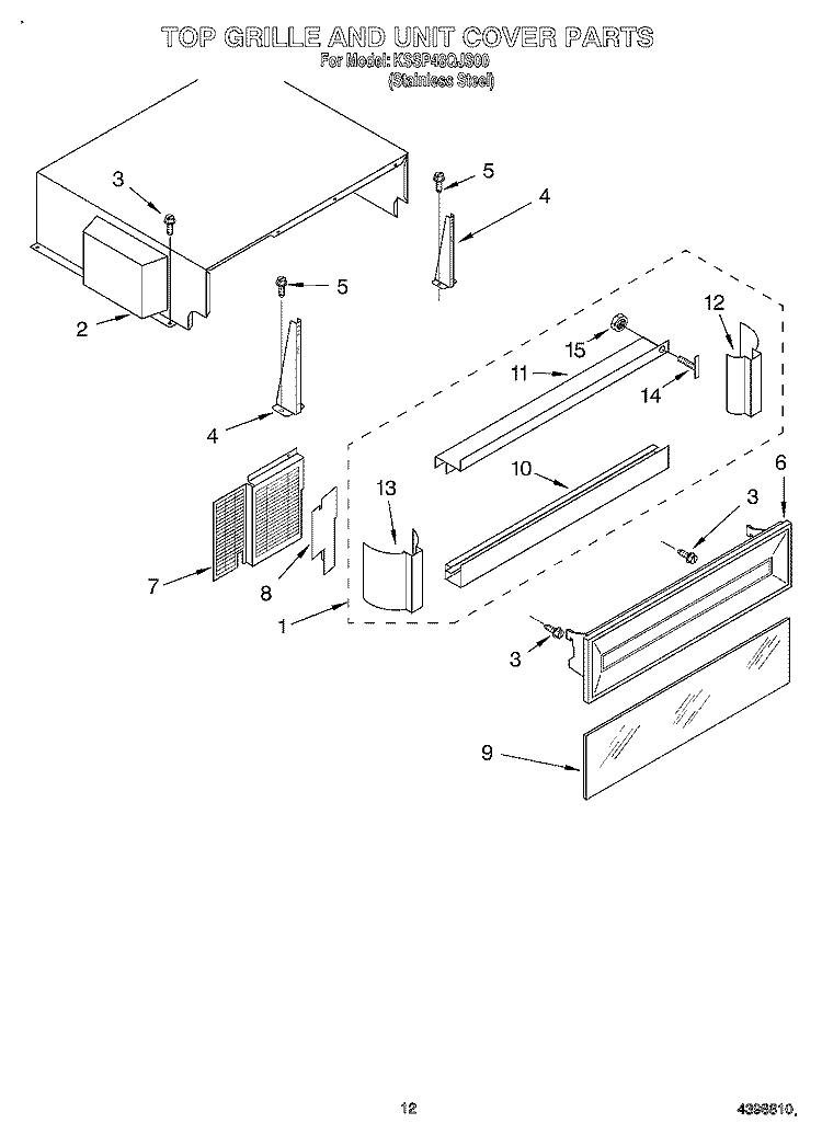 TOP GRILLE AND UNIT COVER Diagram and Parts List for KSSP48QJS00  KitchenAid Refrigerator