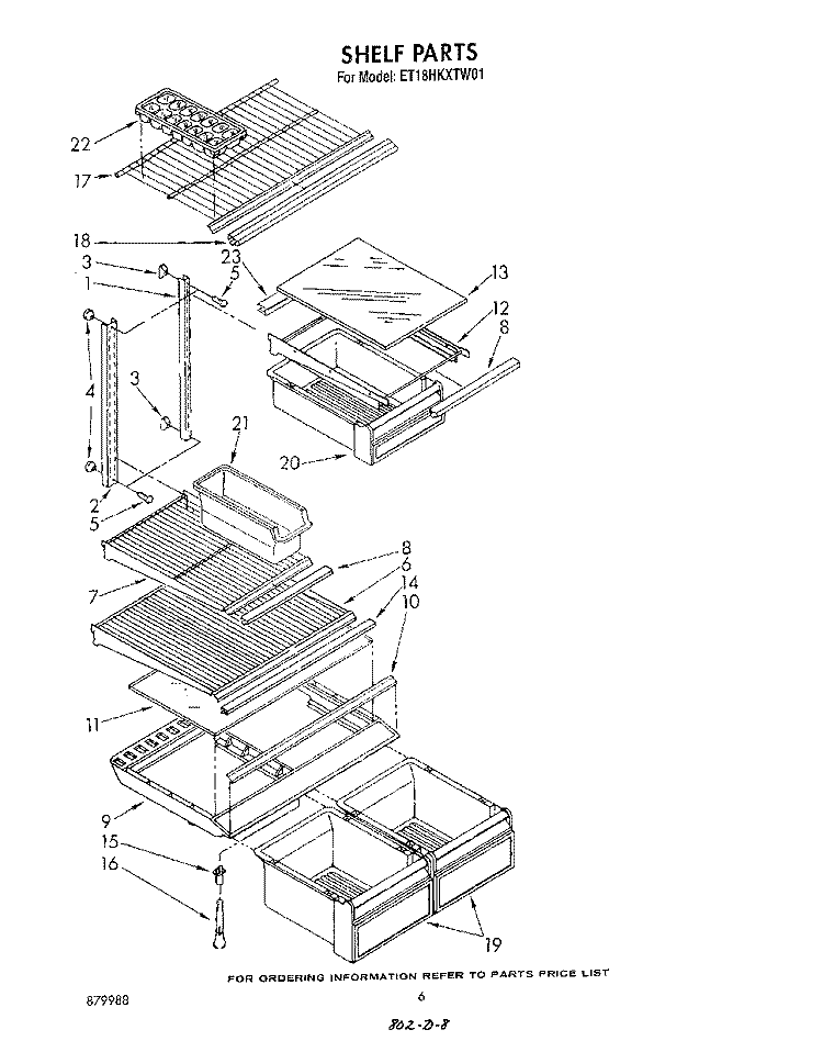 SHELF Diagram and Parts List for ET18HKXTF01  Whirlpool Refrigerator
