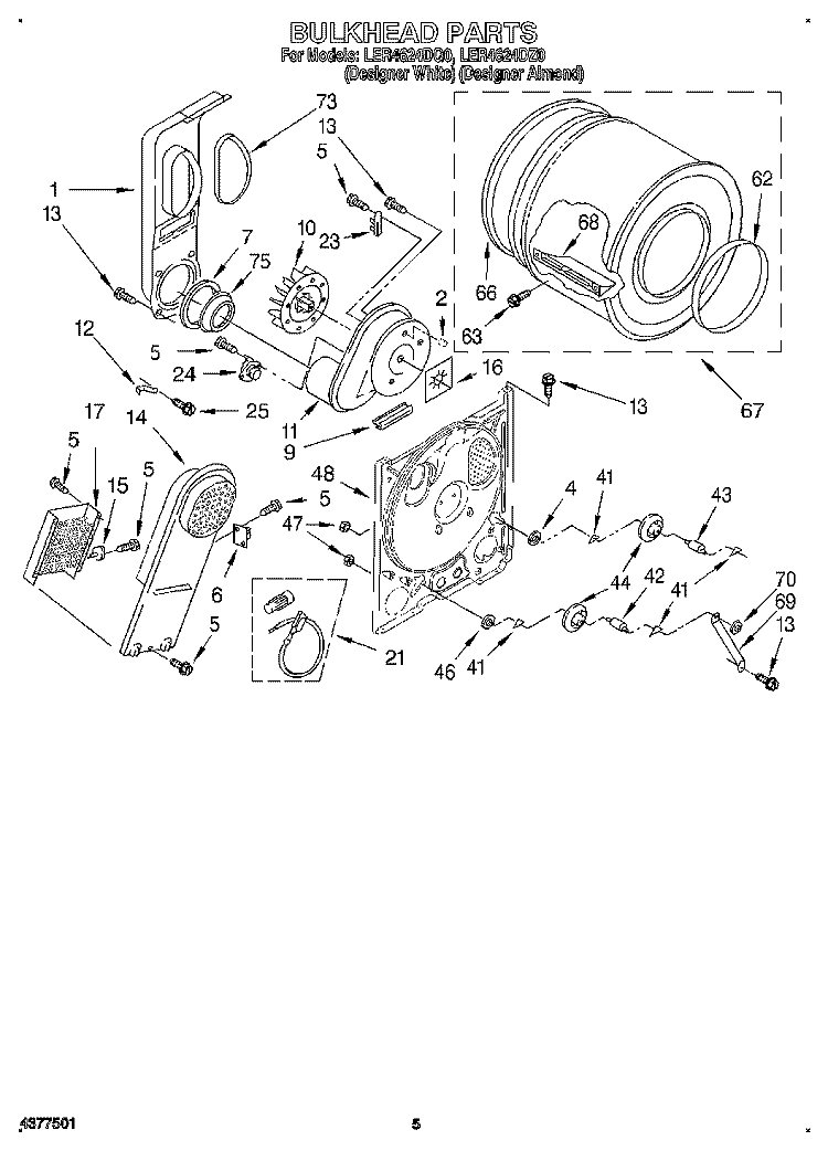 SECTION Diagram and Parts List for LER4624DZ0  Whirlpool Dryer
