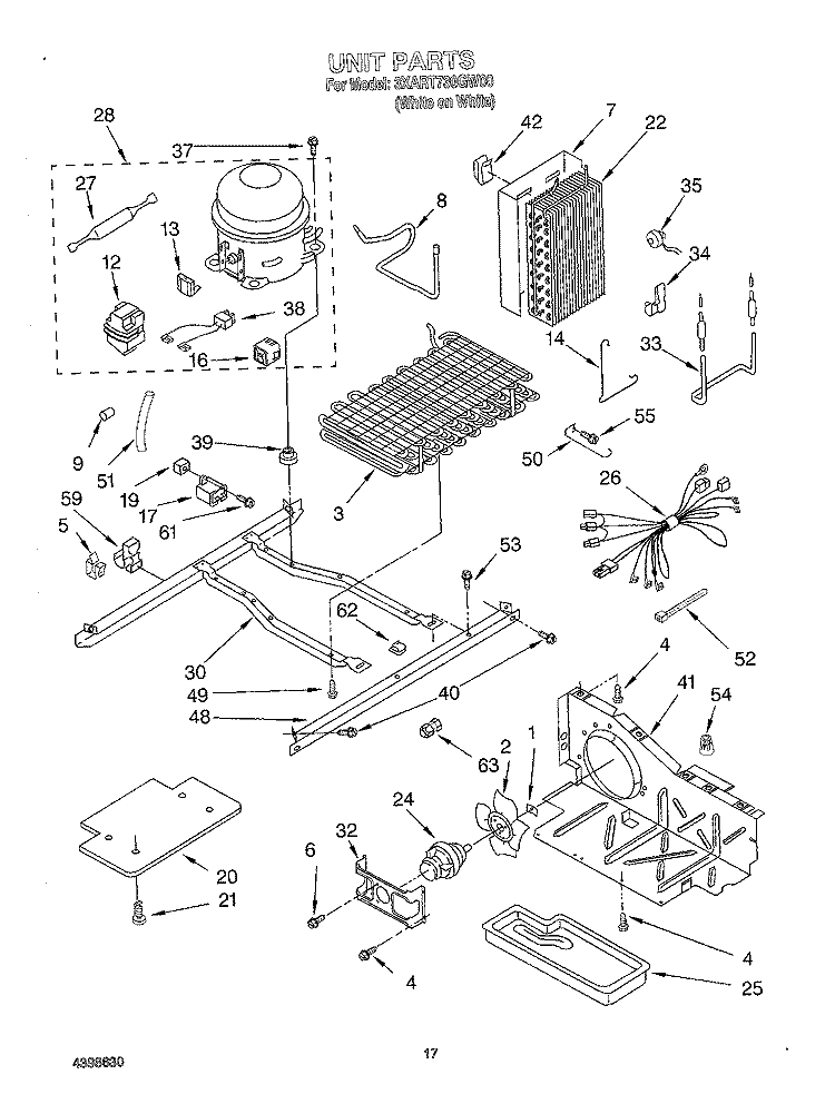 UNIT Diagram and Parts List for 3XART730GW00  Whirlpool Refrigerator