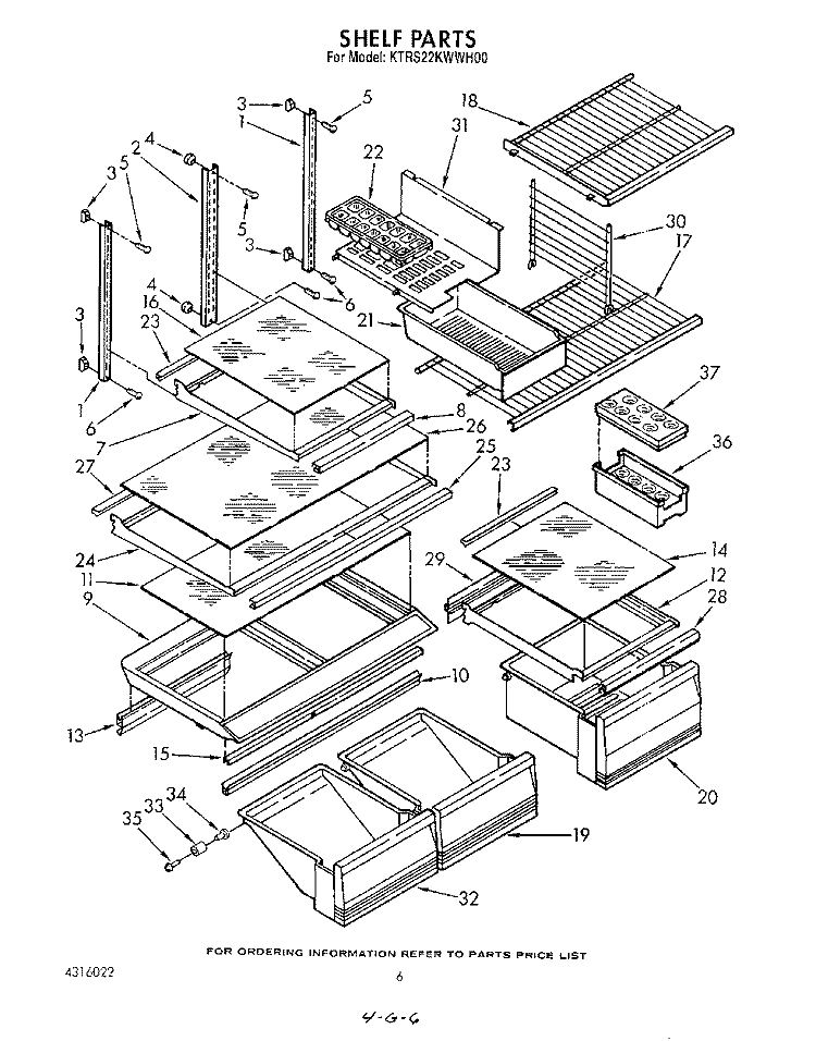 SHELF , LIT/OPTIONAL Diagram and Parts List for KTRS22KWAL00  KitchenAid Refrigerator