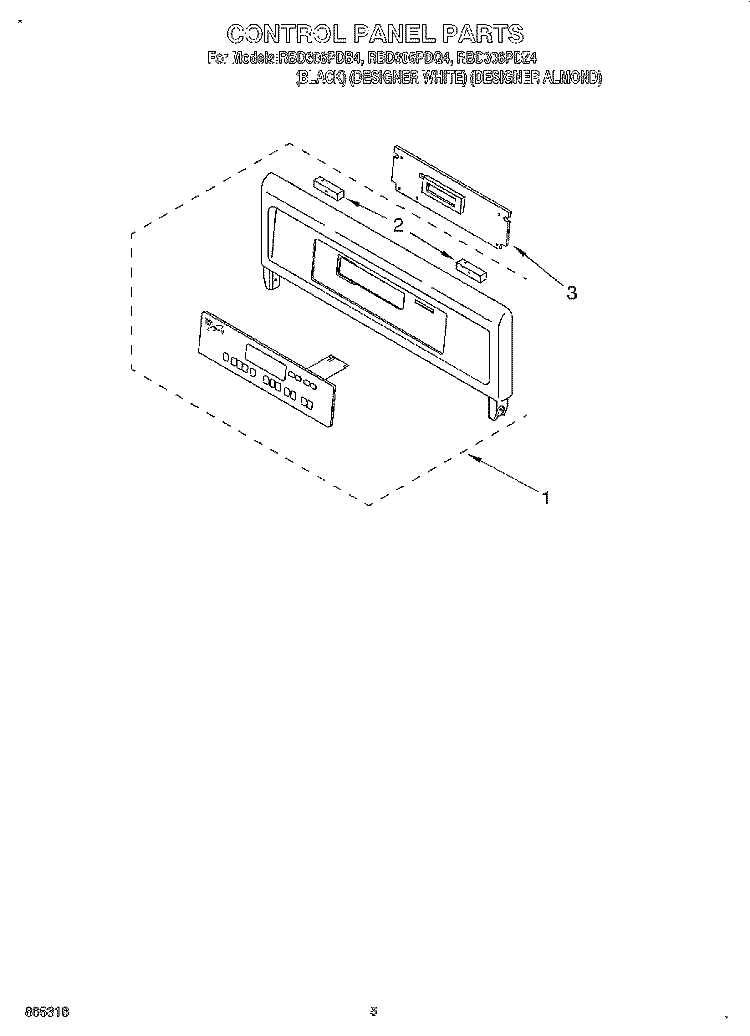 CONTROL PANEL, LITERATURE Diagram and Parts List for RBD306PDB4  Whirlpool Wall Oven